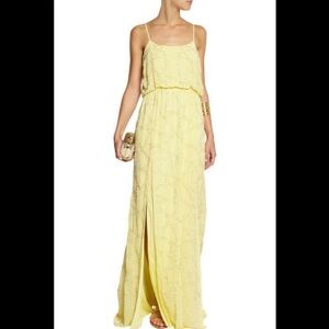 Needle & Thread Yellow Star Embellished‎ Maxi Dress Slit Sz 2